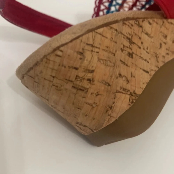 KAREN SCOTT Womens Cushioned Wedge Slip On Slingback sandals sz 9 red blue pink - Picture 9 of 14